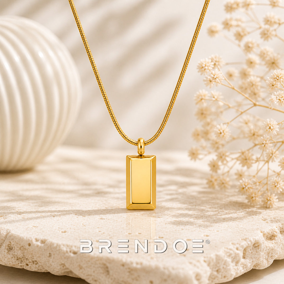 Goudkleurige Rechthoekige Ketting Dames – 304 RVS Minimalistische Necklace