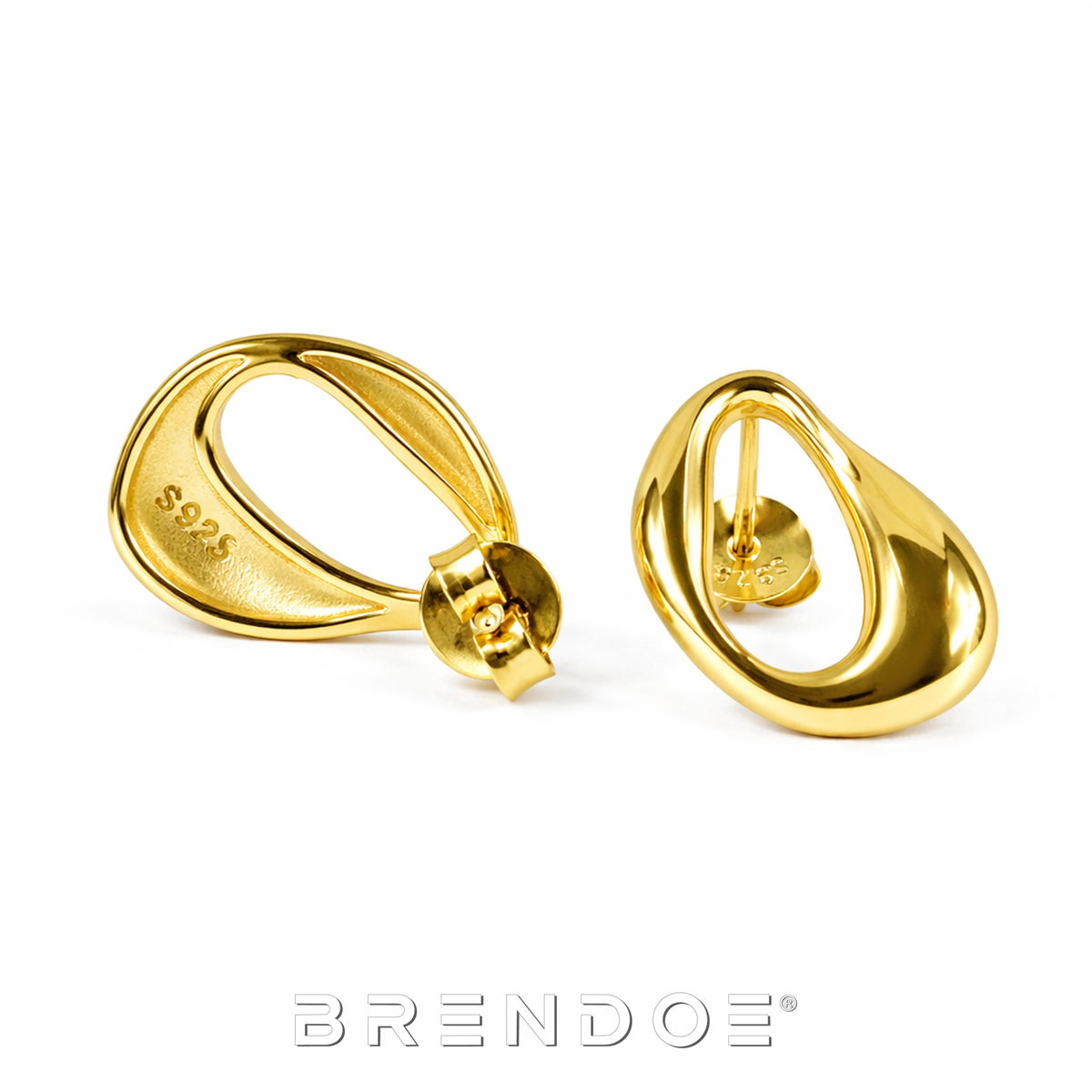 Brendoe Goudkleurige Bubble Oorstekers – 925 Zilver, 18K Verguld
