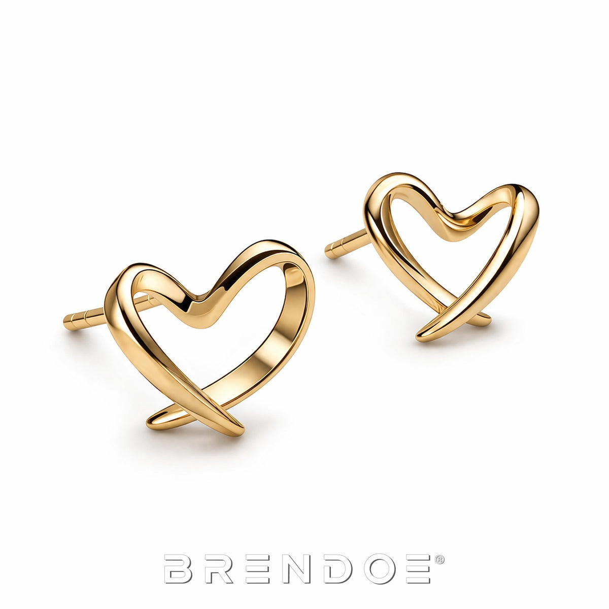 Brendoe Goudkleurige Lijnhart Oorstekers – 925 Zilver