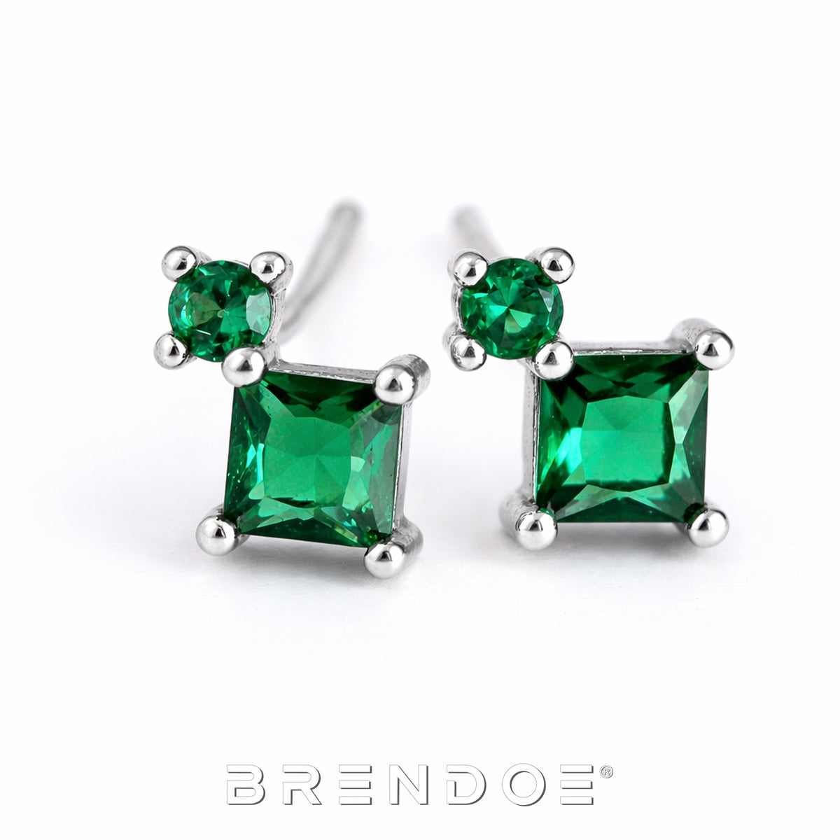 Brendoe Groene Zirkoon Oorstekers – 925 Zilver