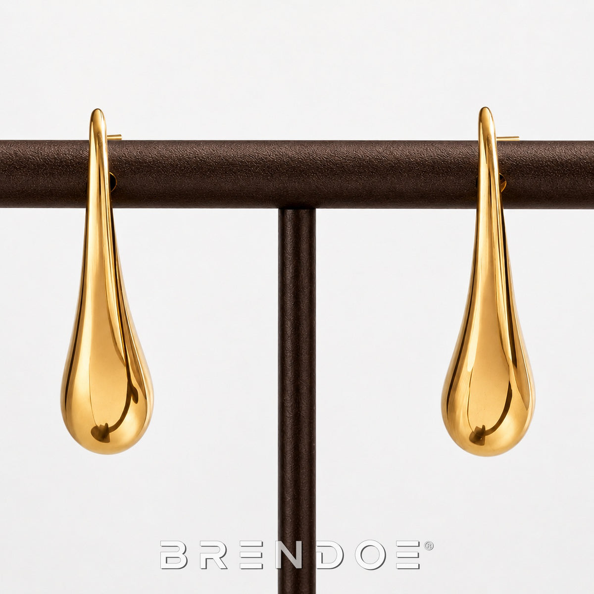 Brendoe Goudkleurige Druppel Oorstekers – RVS 304