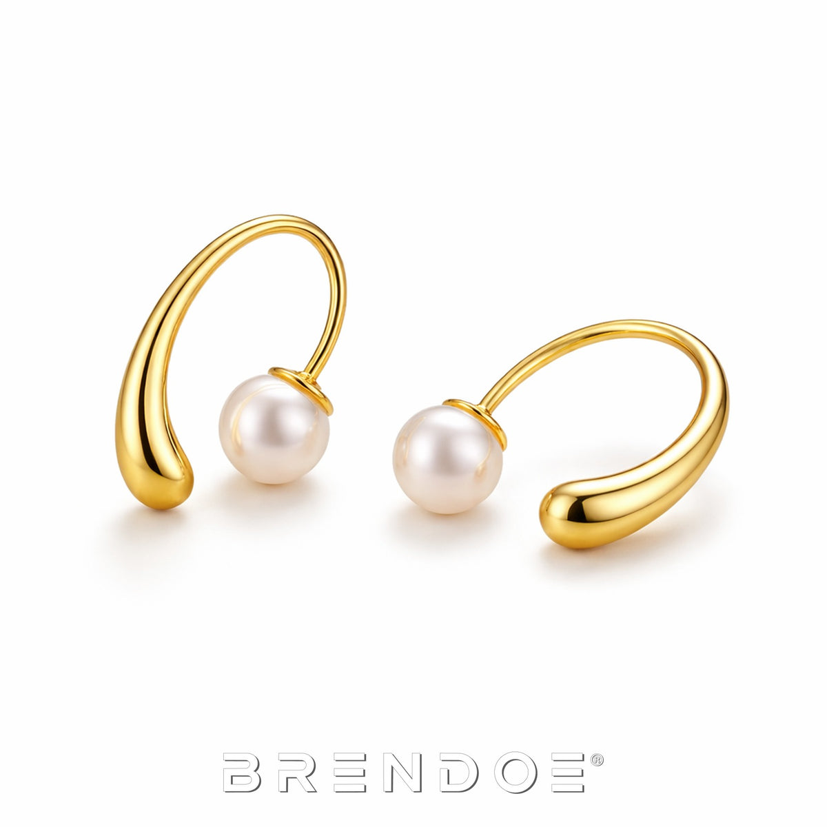 Brendoe Goudkleurige Druppel Pareloorbellen Dames – Witte Kunstparel