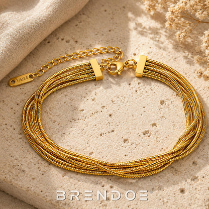 Brendoe Goudkleurige Multi Layer Armband Dames – 18K Verguld RVS