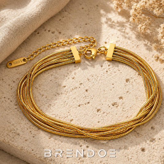 Brendoe Goudkleurige Multi Layer Armband Dames – 18K Verguld RVS