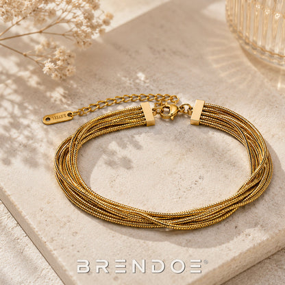 Brendoe Goudkleurige Multi Layer Armband Dames – 18K Verguld RVS