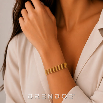 Brendoe Goudkleurige Multi Layer Armband Dames – 18K Verguld RVS
