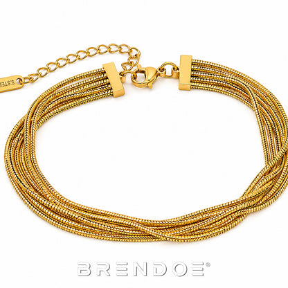 Brendoe Goudkleurige Multi Layer Armband Dames – 18K Verguld RVS