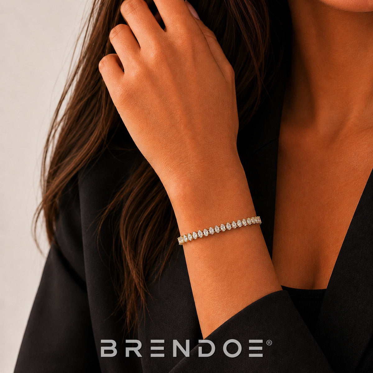 Brendoe Goudkleurige Zirkonia Armband Dames – Verguld RVS, Verstelbaar