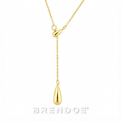 Brendoe Goudkleurige Dubbele Druppelketting Dames – 18K Verguld RVS
