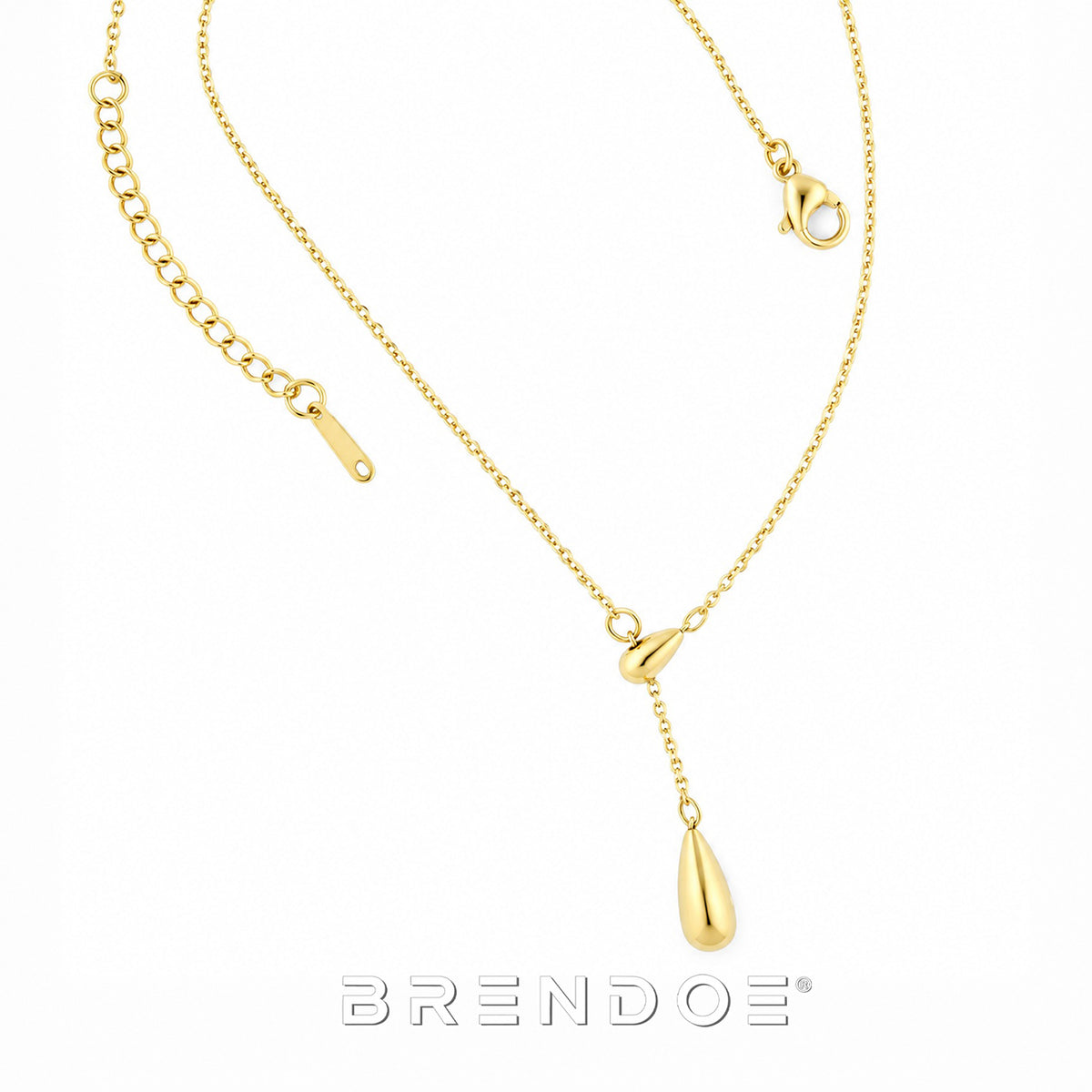Brendoe Goudkleurige Dubbele Druppelketting Dames – 18K Verguld RVS