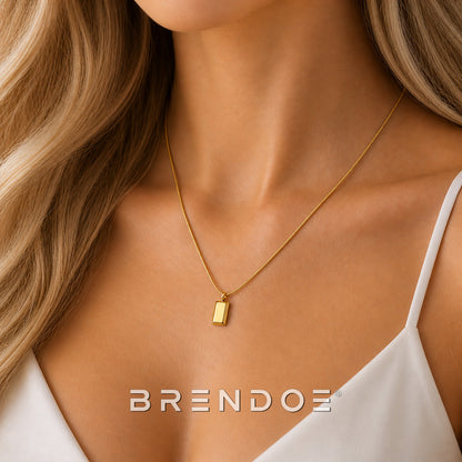 Goudkleurige Rechthoekige Ketting Dames – 304 RVS Minimalistische Necklace