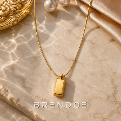 Goudkleurige Rechthoekige Ketting Dames – 304 RVS Minimalistische Necklace
