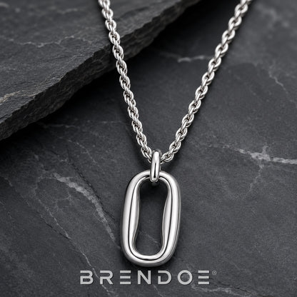 Brendoe Zilverkleurige Twistketting met Ovale Hanger