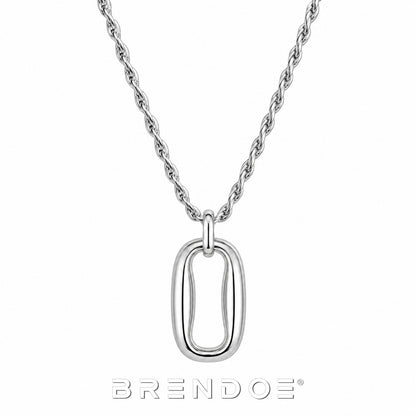 Brendoe Zilverkleurige Twistketting met Ovale Hanger