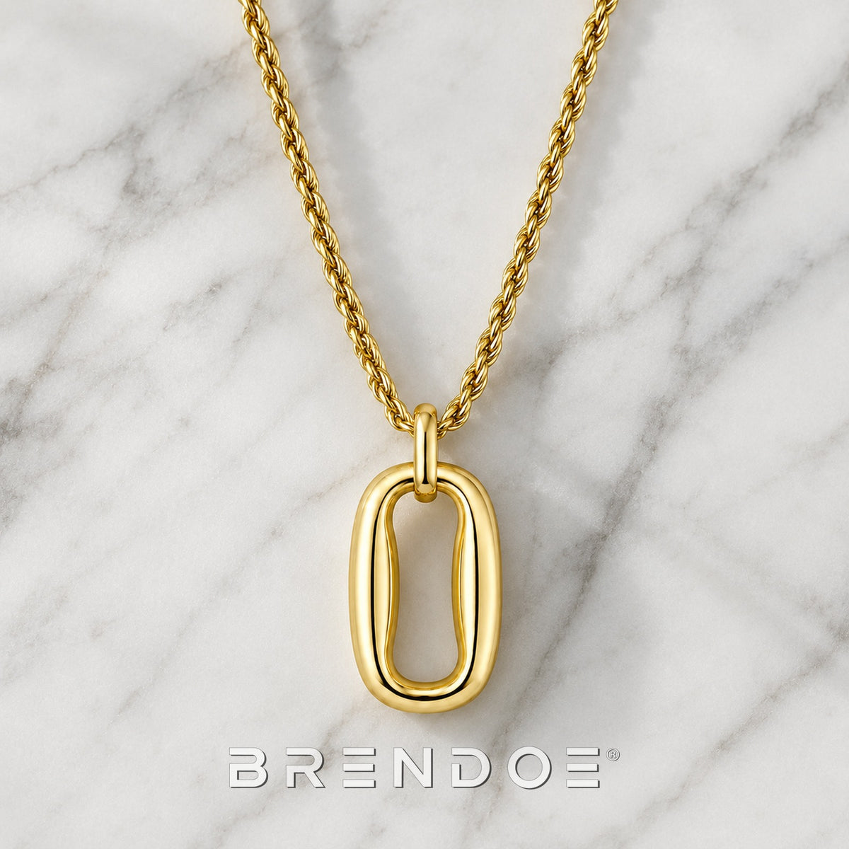 Brendoe Goudkleurige Twistketting met Ovale Hanger