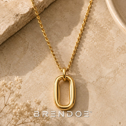 Brendoe Goudkleurige Twistketting met Ovale Hanger