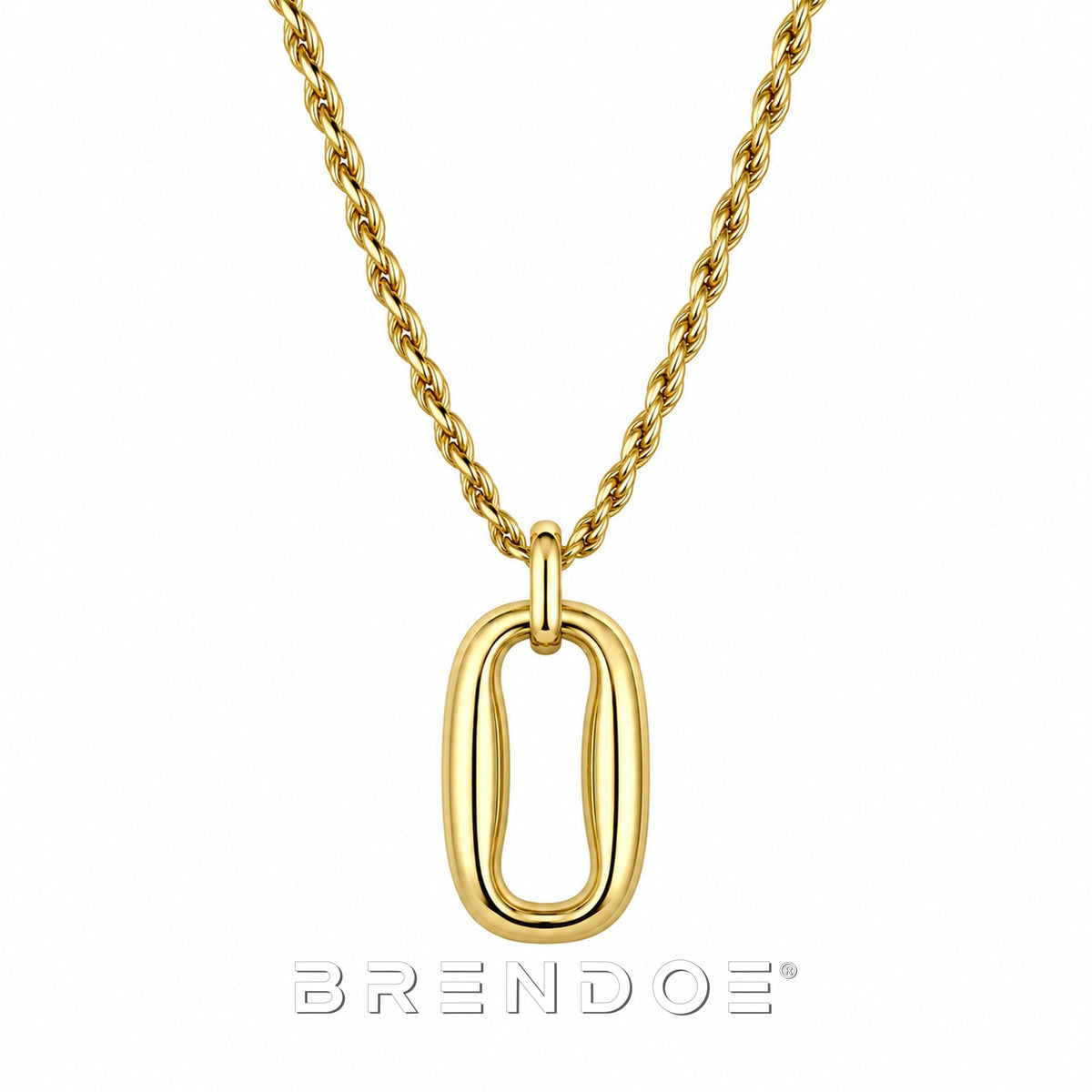 Brendoe Goudkleurige Twistketting met Ovale Hanger