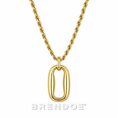Brendoe Goudkleurige Twistketting met Ovale Hanger