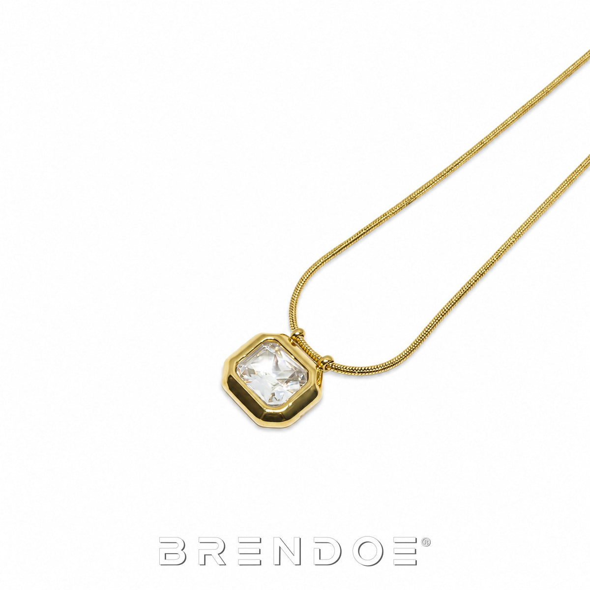 Brendoe Goudkleurige Geometrische Ketting met Zirkonia