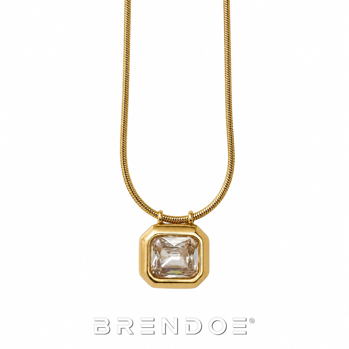 Brendoe Goudkleurige Geometrische Ketting met Zirkonia