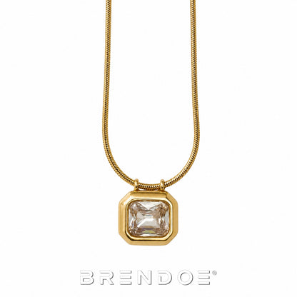 Brendoe Goudkleurige Geometrische Ketting met Zirkonia