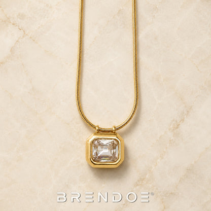 Brendoe Goudkleurige Geometrische Ketting met Zirkonia