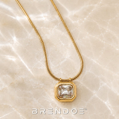 Brendoe Goudkleurige Geometrische Ketting met Zirkonia