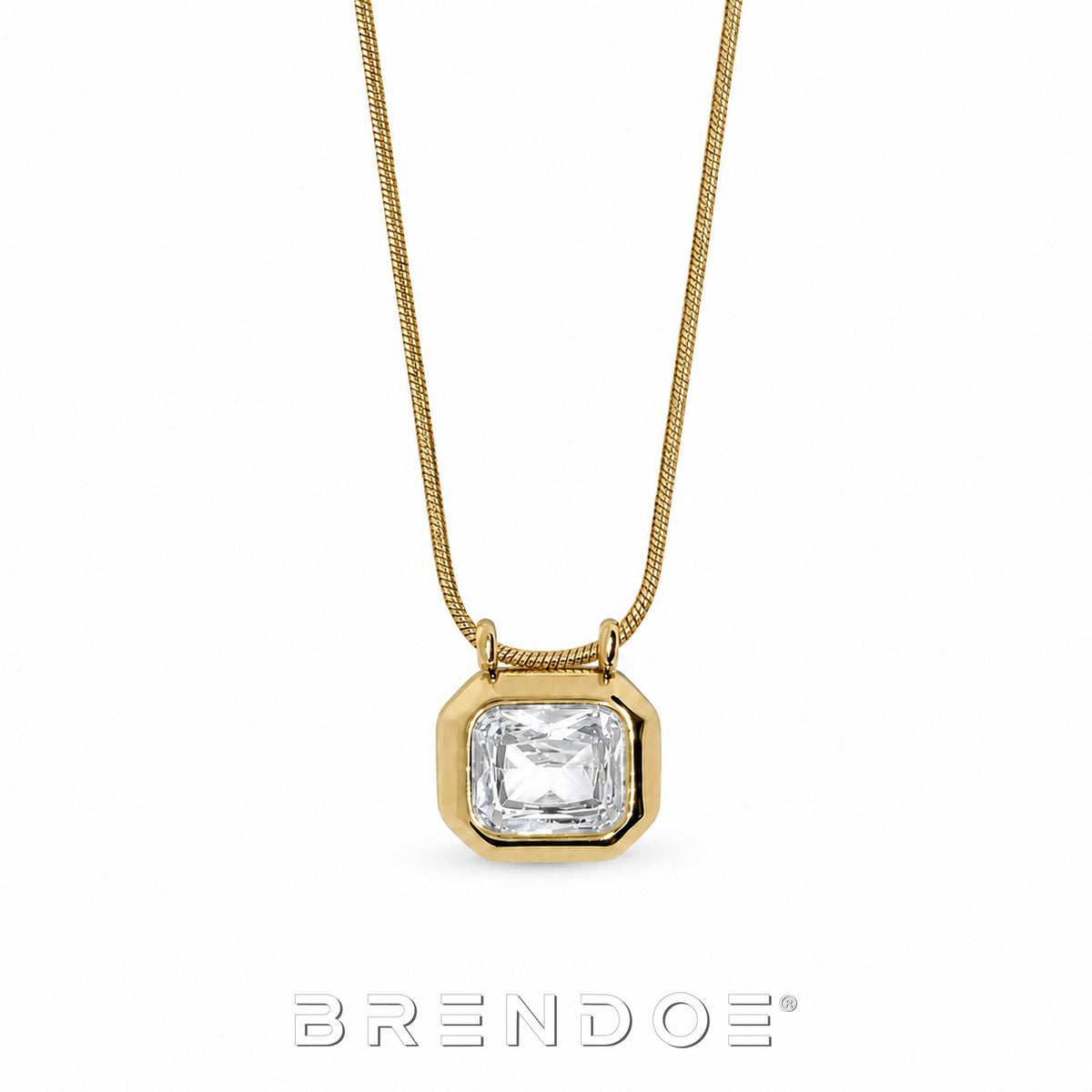 Brendoe Goudkleurige Geometrische Ketting met Zirkonia
