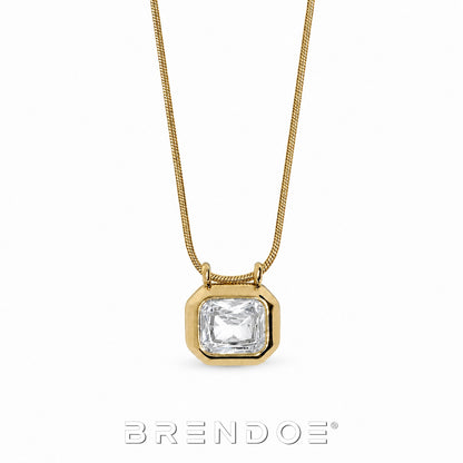 Brendoe Goudkleurige Geometrische Ketting met Zirkonia