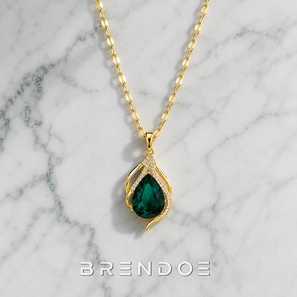 Brendoe Ketting met Afneembare Groene Druppelhanger