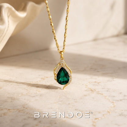 Brendoe Ketting met Afneembare Groene Druppelhanger