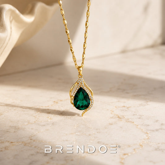 Brendoe Ketting met Afneembare Groene Druppelhanger