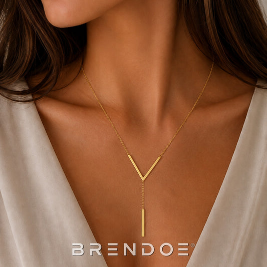 Brendoe Goudkleurige Y-Ketting met V-Hanger