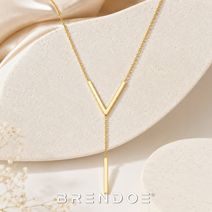 Brendoe Goudkleurige Y-Ketting met V-Hanger
