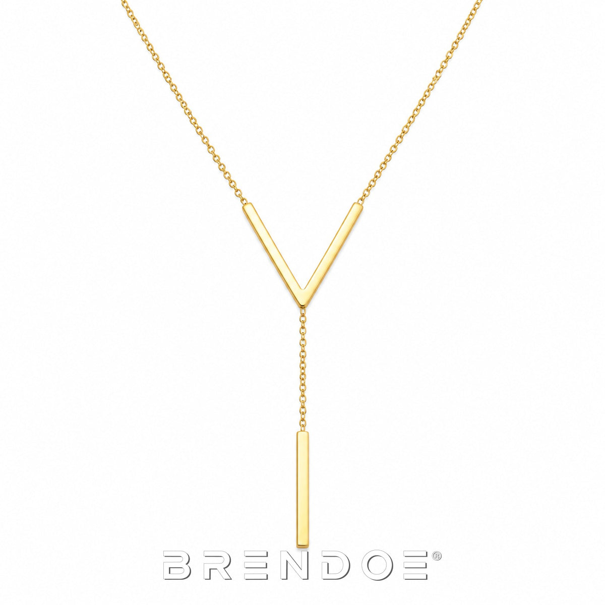 Brendoe Goudkleurige Y-Ketting met V-Hanger