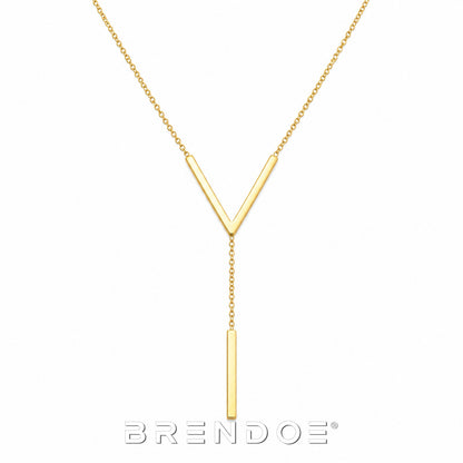 Brendoe Goudkleurige Y-Ketting met V-Hanger