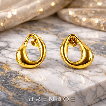 Brendoe Goudkleurige Bubble Oorstekers – 925 Zilver, 18K Verguld