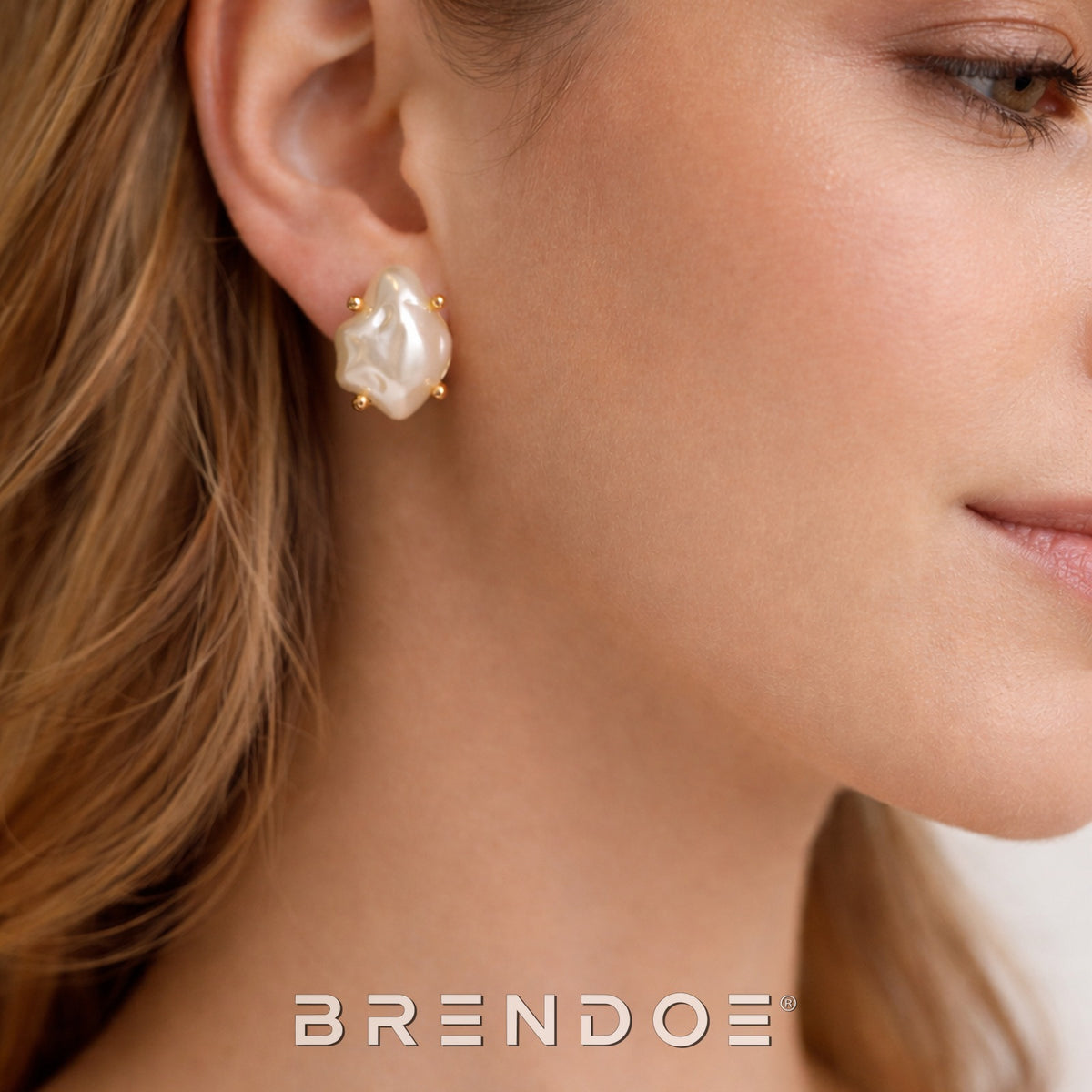 Brendoe Zoetwaterparel Oorstekers Dames – 18K Verguld Messing