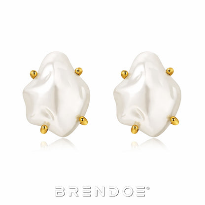 Brendoe Zoetwaterparel Oorstekers Dames – 18K Verguld Messing