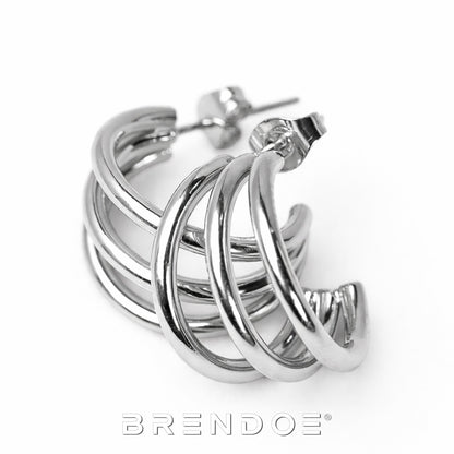 Brendoe Zilverkleurige Dubbele Hoop Oorstekers – 304 RVS