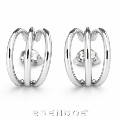 Brendoe Zilverkleurige Dubbele Hoop Oorstekers – 304 RVS