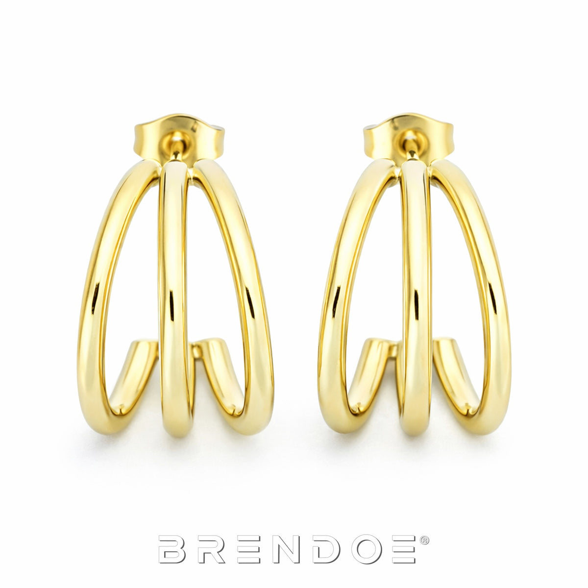 Brendoe Goudkleurige Dubbele Hoop Oorstekers – 18K Verguld RVS