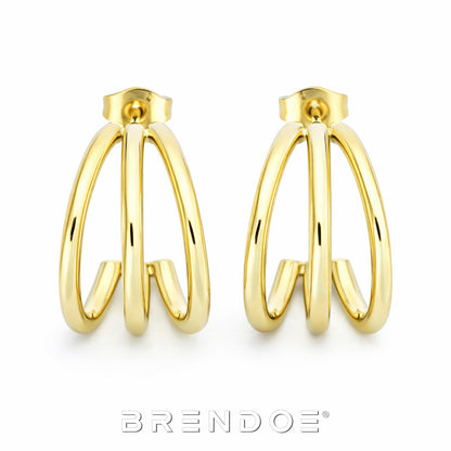 Brendoe Goudkleurige Dubbele Hoop Oorstekers – 18K Verguld RVS