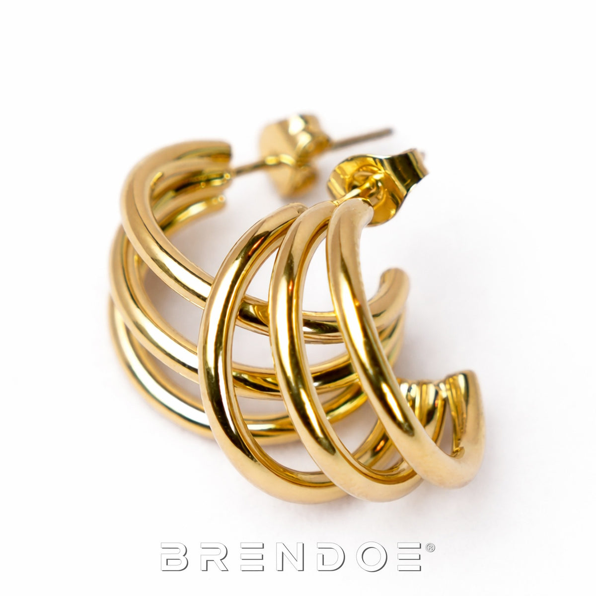 Brendoe Goudkleurige Dubbele Hoop Oorstekers – 18K Verguld RVS