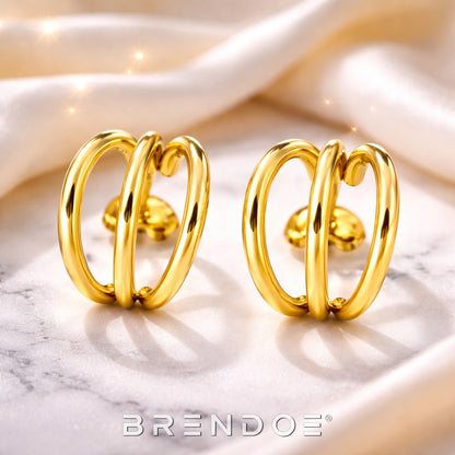 Brendoe Goudkleurige Dubbele Hoop Oorstekers – 18K Verguld RVS