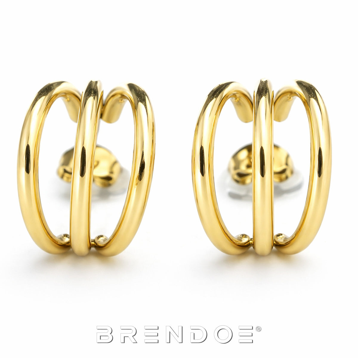 Brendoe Goudkleurige Dubbele Hoop Oorstekers – 18K Verguld RVS