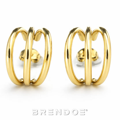 Brendoe Goudkleurige Dubbele Hoop Oorstekers – 18K Verguld RVS
