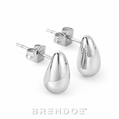 Brendoe Zilverkleurige Druppel Oorstekers – RVS