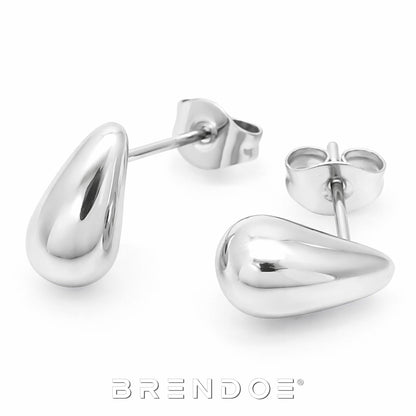 Brendoe Zilverkleurige Druppel Oorstekers – RVS