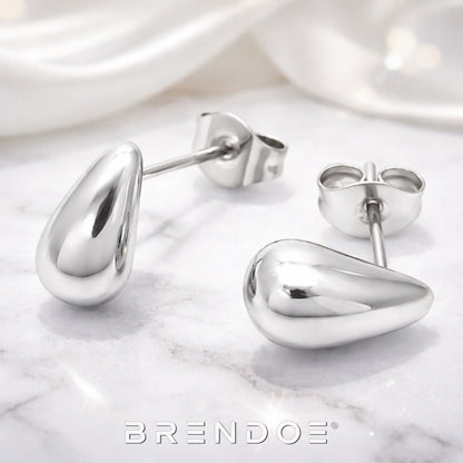 Brendoe Zilverkleurige Druppel Oorstekers – RVS